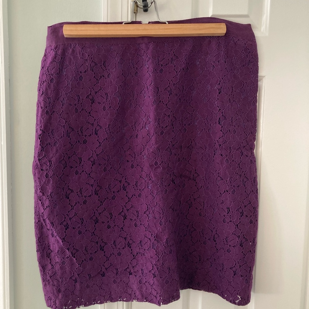 J. Crew Purple Lace Pencil Skirt